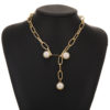 Link Chain Pearl Detail Necklace - Image 2