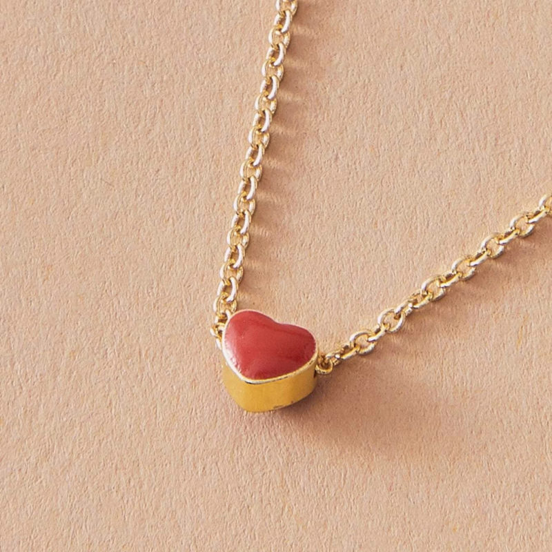 Minimal Red Heart Necklace_4