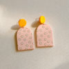 Printed Abstract Drop Earrings_Apricot