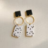 Printed Abstract Drop Earrings_White