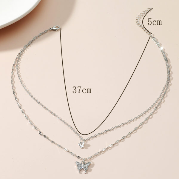 Silver Butterfly Layered Necklace - Image 4