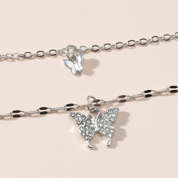 Silver Butterfly Layered Necklace - Image 3
