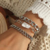 Silver Link Gemstone Bracelet Set_2
