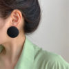 Solid Circle Disc Stud Earrings_Black