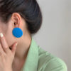 Solid Circle Disc Stud Earrings_Blue