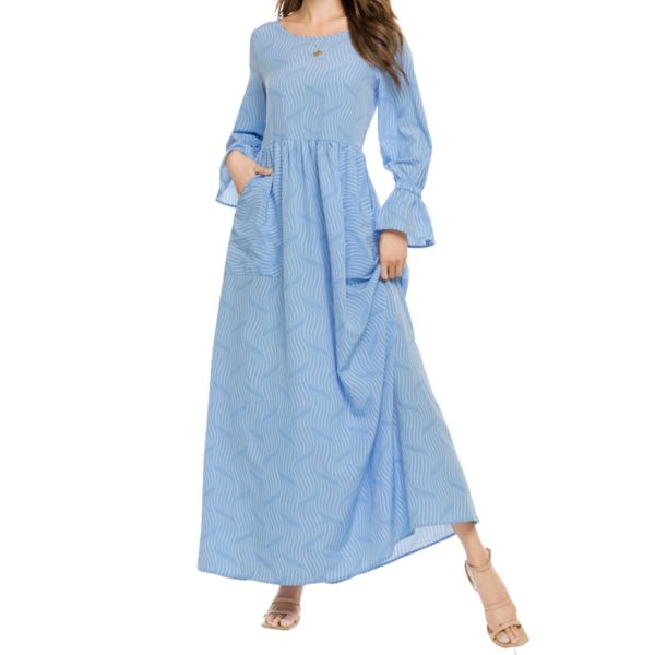 Blue Wave A-Line Maxi Dress_3