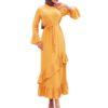 Classic Layered Ruffled Dress_yellow