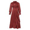 Draped Ruffle Trim Wrap Dress_Red