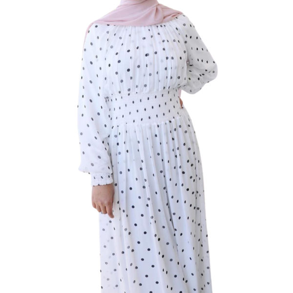 High Neck Polka Dot Maxi Dress White 1