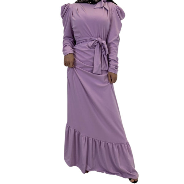 Long Sleeve Ruffle Party Maxi Dress light purple