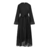 Scoop Neck Pleated Flare Dress_Black