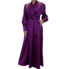 V-Neck Satin Wrap Maxi Dress-purple