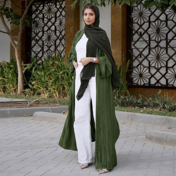 Evergreen Open Front Abaya - Image 3