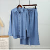 Flowy Button Up Blouse and Pants Set_18