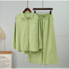 Flowy Button Up Blouse and Pants Set_34