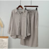 Flowy Button Up Blouse and Pants Set_4