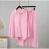 Flowy Button Up Blouse and Pants Set_7