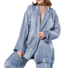 Organza Two-Piece Blazer and Trouser Set_Gray blue