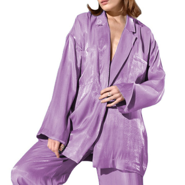 Organza Two Piece Blazer and Trouser Set Violet Pink
