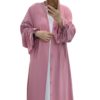 Ruched Sleeve Button Up Abaya_10