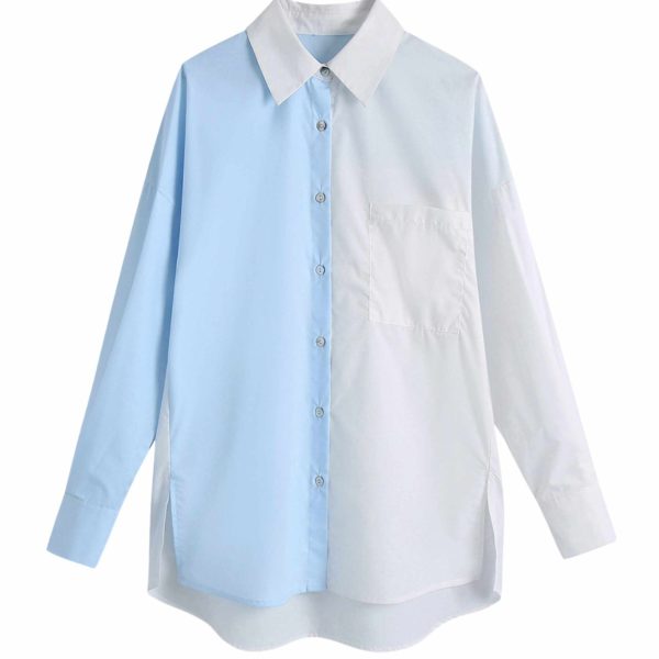Two tone Button Up Blouse 1