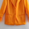 Feather-trim Orange Long Sleeve Blazer and Pants Set - Image 17