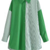 Green Two-Tone Button Up Blouse_2