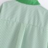 Green Two-Tone Button Up Blouse_7