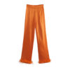 Orange Burst Feather-trim Crop Top and Pants Set_7