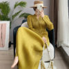 Pleated Long Sleeve Slim Fit Midi Dress_10
