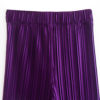 Purple Long Sleeves Crop Top and Pleated Pants Set