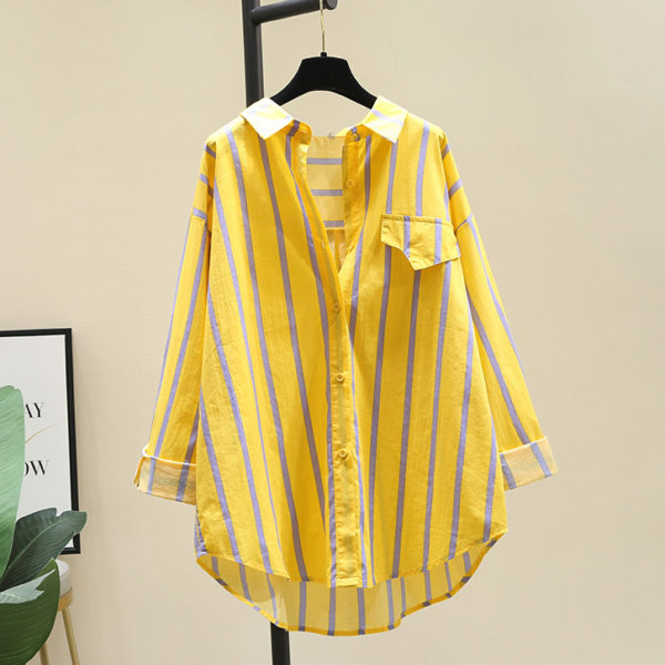 Vertical striped Button-Down Blouse_14