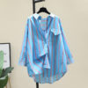 Vertical striped Button-Down Blouse_4