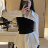 2 in 1 Corset Button Up Blouse_4