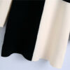 Black and White Color Block High Neck Sweater_4