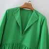 Green Open Collar Smock Dress_4