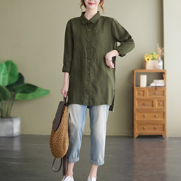 Long Sleeve Linen Collared Blouse – after MODA