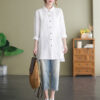 Long Sleeve Linen Collared Blouse-4