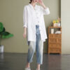 Long Sleeve Linen Collared Blouse