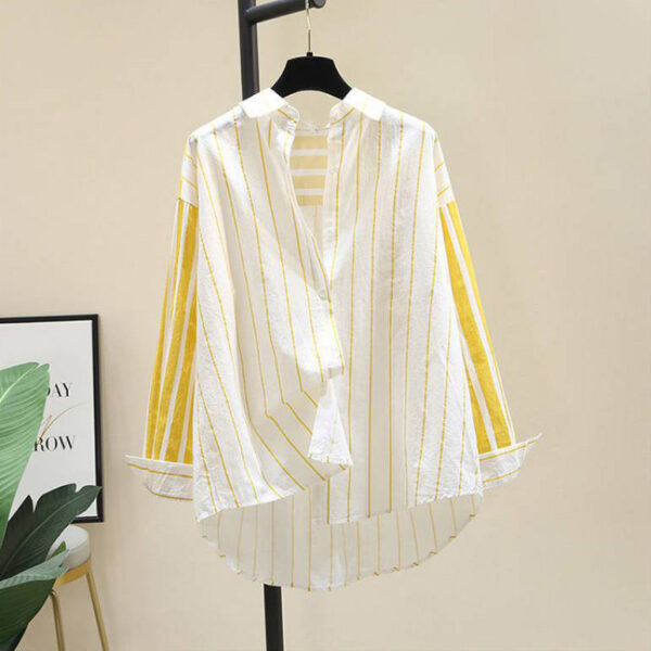 Mellow Yellow Striped Button-Down Blouse_2