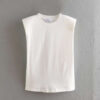 Padded Solid Sleeveless Casual Top