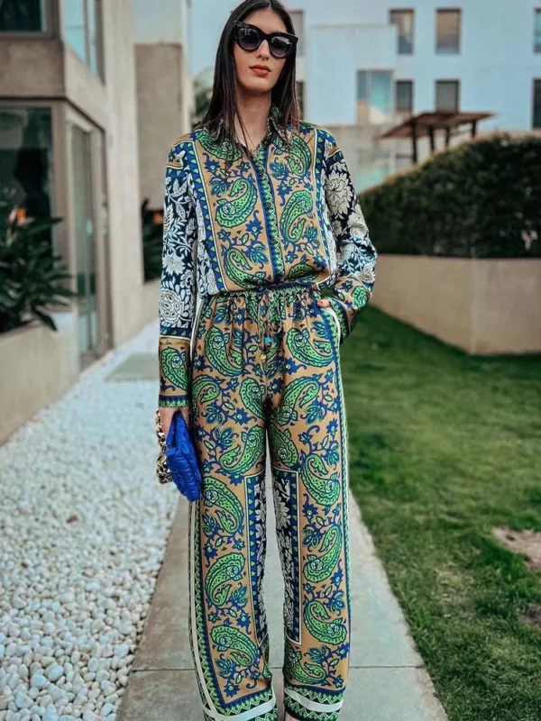 Paisley Two-piece Top and Pants Set_13