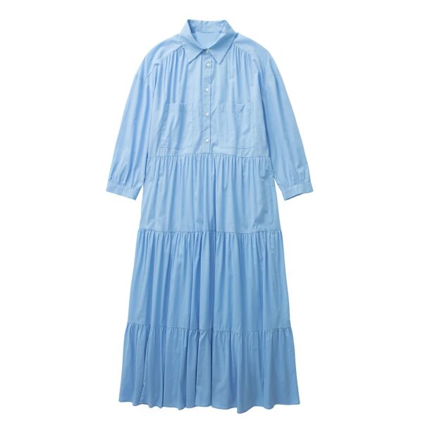 Sky Blue Tiered Collard Smock Dress_2