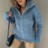 Y2K knitted cardigan with zip collar_15