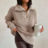Y2K knitted cardigan with zip collar_5