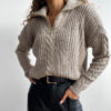 Y2K Knitted Cardigan with Zip Collar